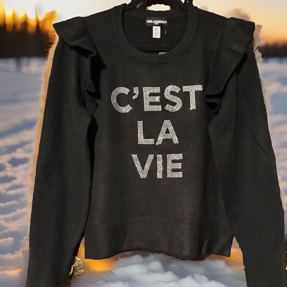 Karl Lagerfeld Black 'C'est La Vie' Sweater